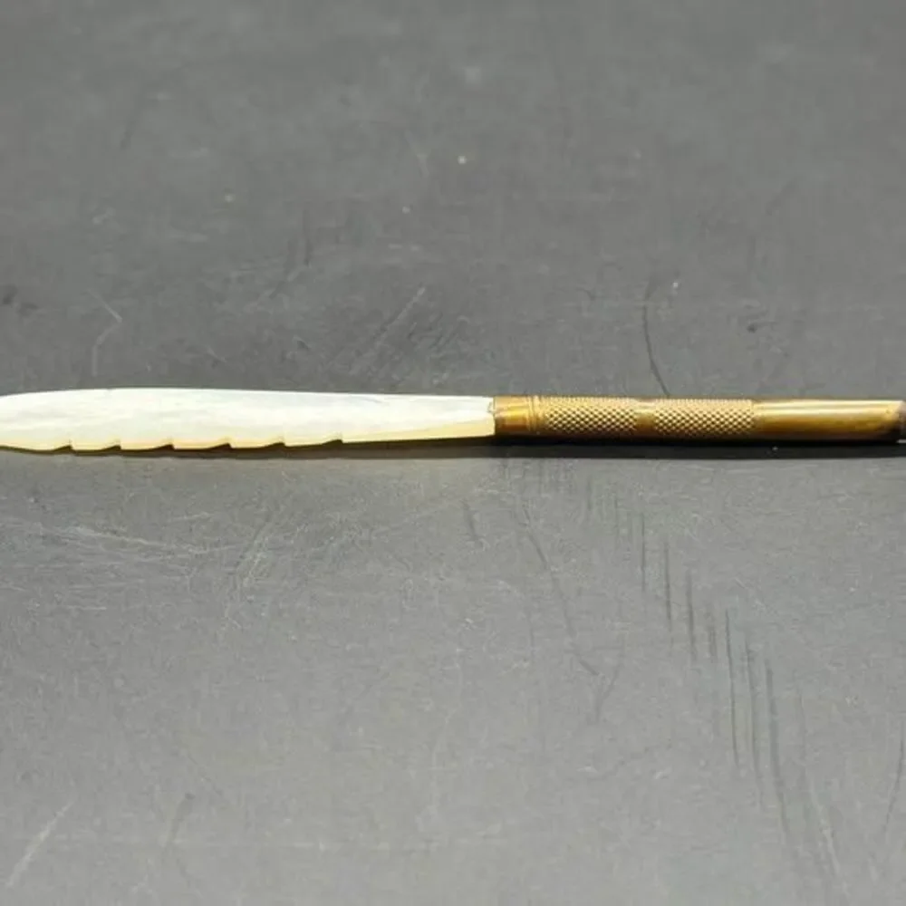 ANTIQUE 19TH CENTURY MOTHER OF PEARL DETAILED FEATHER VICTORIAN ERA QUILL PEN